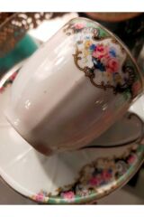 Antika bone china kahve fincanı gümüş verevli no 46