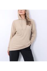 Kapüşonlu Fitilli Penye Sweatshirt