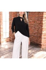 Cut Out Detaylı Likralı Bluz