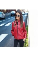 %100 Hakiki Kuzu Derisi Biker Mont Deri Ceket
