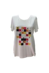 İstanbul Geometrik Baskılı Viskon Penye Basic T-Shirt