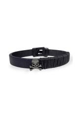Deri Kurukafa Skull Tasarım Kancalı Bileklik Hediye Erkek Unisex