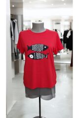 Çift Sevimli Balık Baskı Motifli Renkli Kısa Kollu Penye T-shirt