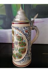 ANTİKA Lüksemburg Tankard Vintage Metal Kapaklı Bira Bardağı Kupa