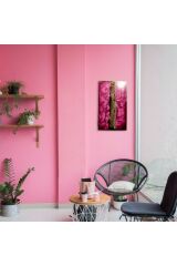 Pembe Soyut Deniz Temalı Ahşap Tablo