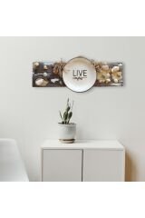 Deniz Kabuğu Ahşap Duvar Dekor Levha Live Simply Tabak Tablo Dekoratif Tasarım