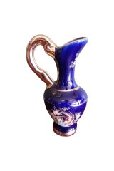 Antika Altın Verevli Mini Dekoratif Sürahi Çiçek Motifli Desenli Art Deco
