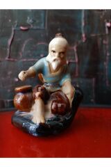 Vintage Uzakdoğu Dekoratif Mini Balıkçı Adam Biblo