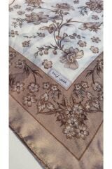 Arif Ipek Eşarp Fular Ipek Kahverengi Krem Twill