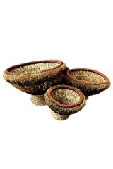 Bambu Rattan Örgü 3 Parça Sepet Çiçeklik Set