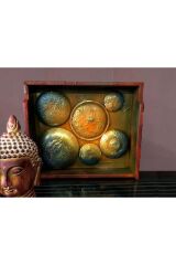Zen Tablo Metal Ahşap Kullanılarak Yapılmış Tasarım Meditasyon Dekor